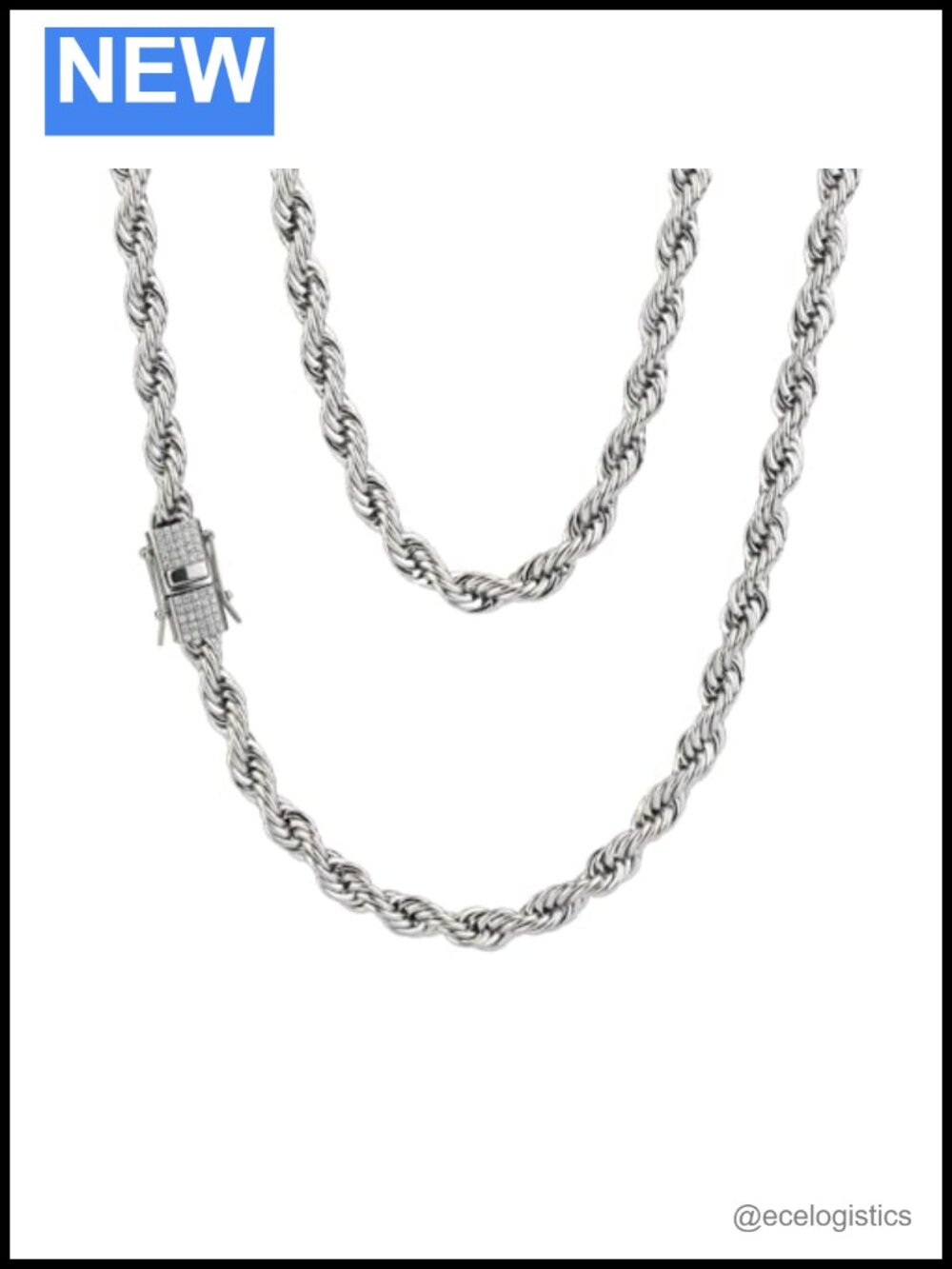 18K Gold Plated Rope Chain Necklace 6mm Stainless Steel Gift Unisex